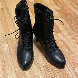 Witchy lace up size zip booties